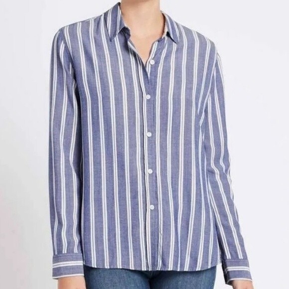 Rails Sydney Collared Artic Stripe Linnen Button Down Blouse Size XS - Picture 13 of 16
